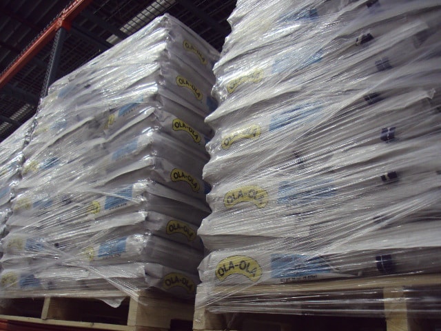 Ola Ola product pallets stored in the warehouse