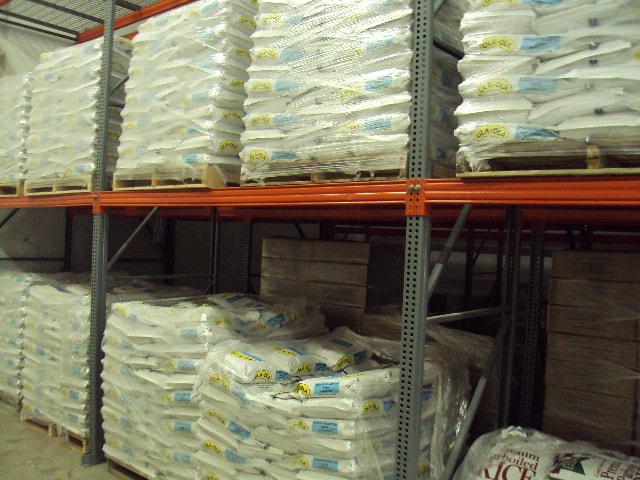 Palletized wholesale food products in the HAFIM warehouse